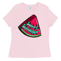 Bubblegum Pink sweet summer watermelon Ladies Tee - NancyCooperArtShop