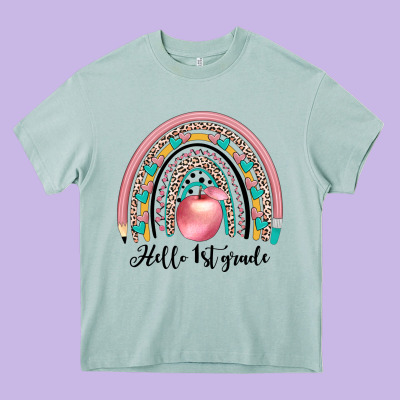 Hello 1 St Grade Heavy Core Tee Designed By Jahusdesignshop