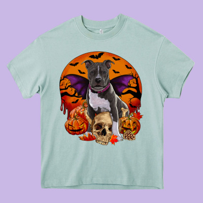 Halloween Pitbull Dog Heavy Core Tee Designed By Ranaportraitstore