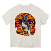 Cream halloween pitbull dog Heavy Core Tee - RanaPortraitStore