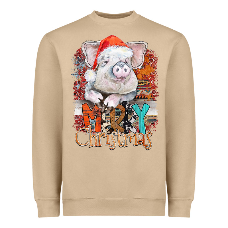 Merry Christmas Pig Heavyweight Sweatshirt by CowhideDigitalArt | Teevron