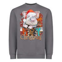 Storm merry Christmas pig Heavyweight Sweatshirt - CowhideDigitalArt