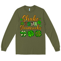 Army Green St. Patrick's Shake your shamrocks Long Sleeve Tee - OliviaCreatesArt