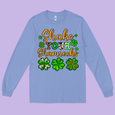 St. Patrick's Shake Your Shamrocks Long Sleeve Tee Designed By Oliviacreatesart