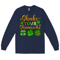 Navy St. Patrick's Shake your shamrocks Long Sleeve Tee - OliviaCreatesArt