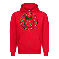 Red st patrick s day smiley face Zipper Hoodie - Artiststas