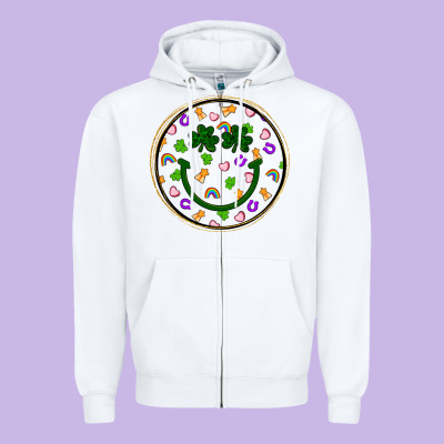 St Patrick S Day Smiley Face Zipper Hoodie Designed By Artiststas
