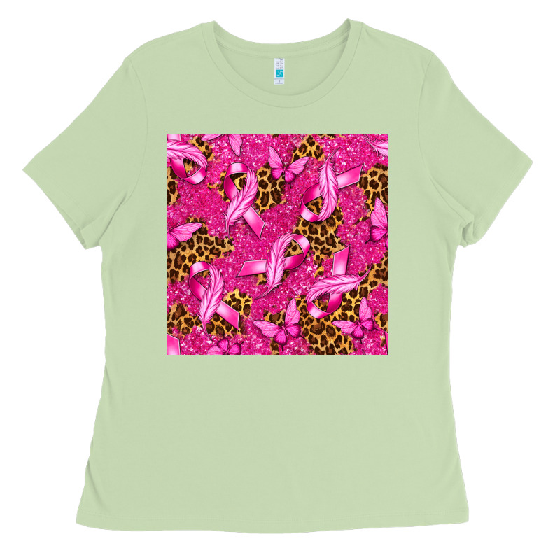 Breast Cancer With Ribbon And Butterfly Seamless P Ladies Tee by texasbilliewilder | Teevron