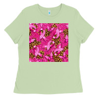 Matcha breast cancer with ribbon and butterfly seamless p Ladies Tee - texasbilliewilder