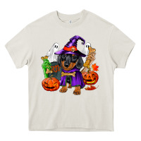 Cream Halloween dachshund puppy dog Heavy Core Tee - RanaPortraitStore