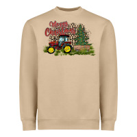 Mushroom merry Christmas tractor tree Heavyweight Sweatshirt - CowhideDigitalArt