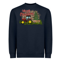 Navy merry Christmas tractor tree Heavyweight Sweatshirt - CowhideDigitalArt