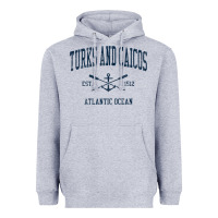 Heather Grey Turks And Caicos Vintage Navy Crossed Oars & Boat Anchor Heavyweight Hoodie - trangStudio