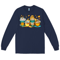 Navy honey bee coffee cups Long Sleeve Tee - OliviaCreatesArt