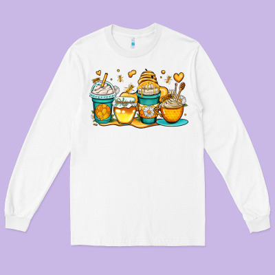 Honey Bee Coffee Cups Long Sleeve Tee Designed By Oliviacreatesart