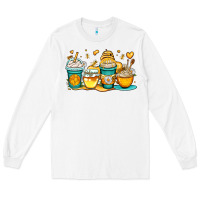 White honey bee coffee cups Long Sleeve Tee - OliviaCreatesArt