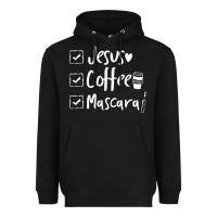 Black Checklist Jesus Coffee Mascara Heavyweight Hoodie - trangStudio