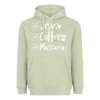 Matcha Checklist Jesus Coffee Mascara Heavyweight Hoodie - trangStudio