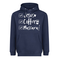 Navy Checklist Jesus Coffee Mascara Heavyweight Hoodie - trangStudio