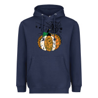 Navy halloween pumpkin music symbols music teacher halloween t shirt copy Heavyweight Hoodie - trangStudio