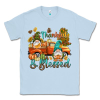 Dusty Blue Fall Thankful and blessed Classic Tee - NancyCooperArtShop