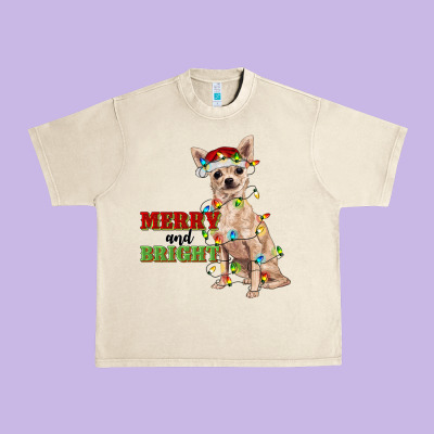 Merry And Bright Chihuahua Urban Heavy Tee Designed By Ranaportraitstore