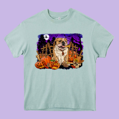 Halloween English Bulldog Heavy Core Tee Designed By Ranaportraitstore