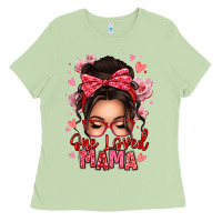 Matcha one loved mama messy bun Ladies Tee - texasbilliewilder