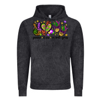 Vintage Black Peace Love Mardi Gras Vintage Hoodie - HowdyJamesFarm