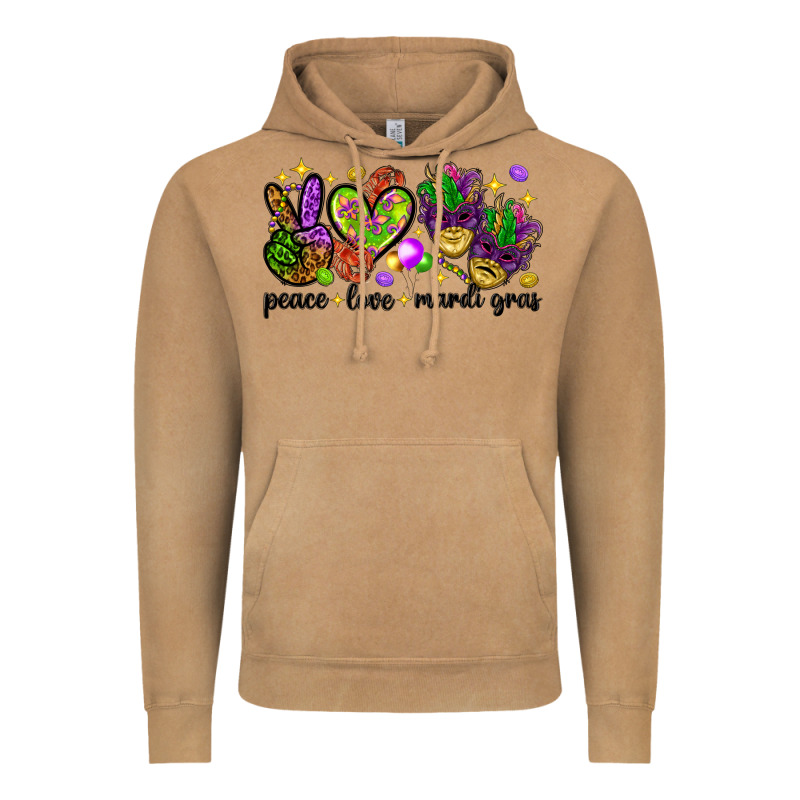 Peace Love Mardi Gras Vintage Hoodie by HowdyJamesFarm | Teevron