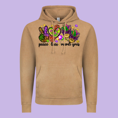 Peace Love Mardi Gras Vintage Hoodie Designed By Howdyjamesfarm