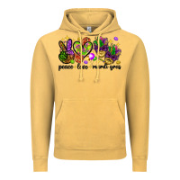 Vintage Mustard Peace Love Mardi Gras Vintage Hoodie - HowdyJamesFarm