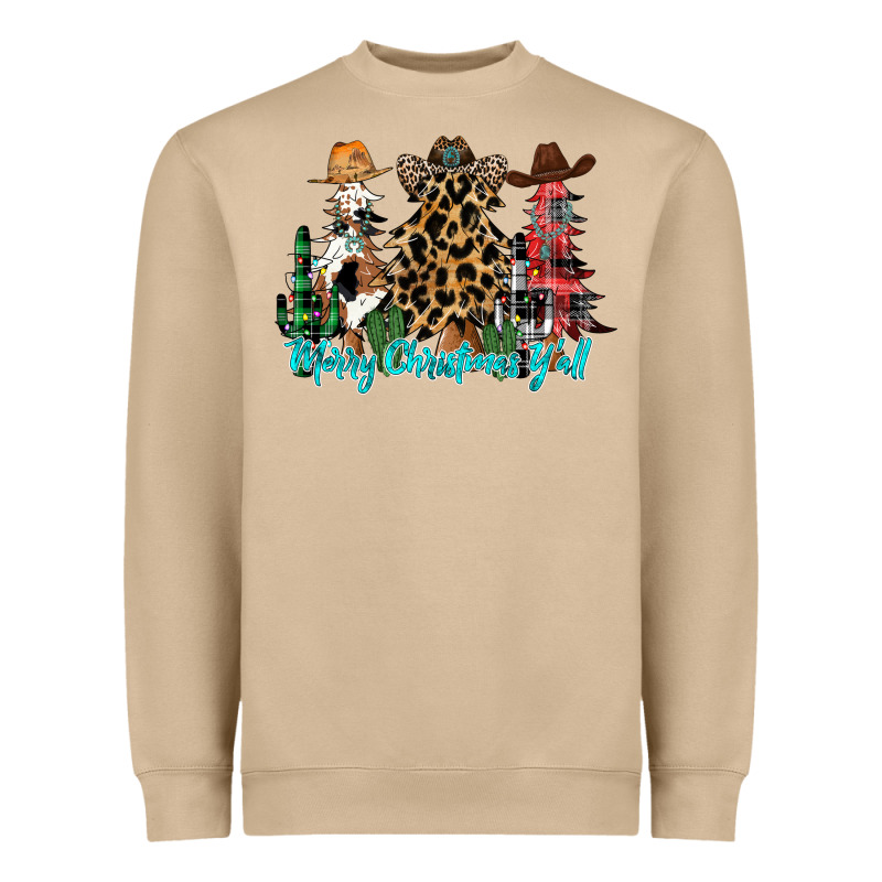 Merry Christmas Y'all Christmas Trees Heavyweight Sweatshirt by CowhideDigitalArt | Teevron