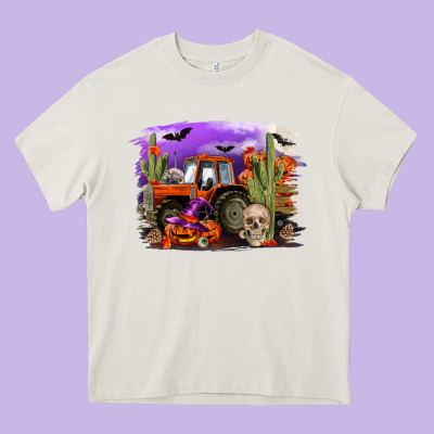 Halloween Tractor Heavy Core Tee Designed By Ranaportraitstore