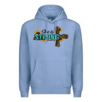 Colony Blue She Is Strong Western Cross Premium Hoodie - RanaPortraitStore