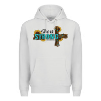 Dove Grey She Is Strong Western Cross Premium Hoodie - RanaPortraitStore