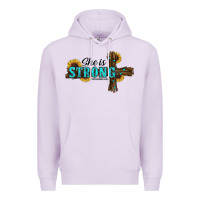 Lilac She Is Strong Western Cross Premium Hoodie - RanaPortraitStore