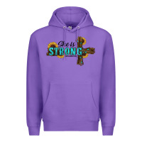 Purple She Is Strong Western Cross Premium Hoodie - RanaPortraitStore