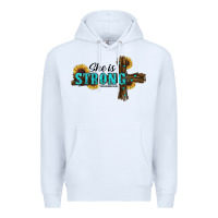 White She Is Strong Western Cross Premium Hoodie - RanaPortraitStore