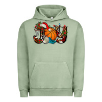 Pigment Oil Green joy with basketball and santa's hat Urban Hoodie - AdoDesignShop
