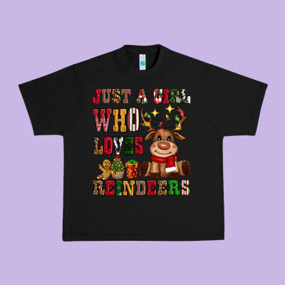 Just A Girl Who Loves Reindeers Urban Heavy Tee Designed By Cowgirlartshop