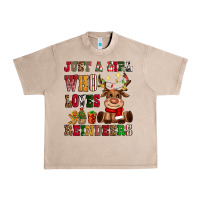 French Oak just a girl who loves reindeers Urban Heavy Tee - CowGirlArtShop