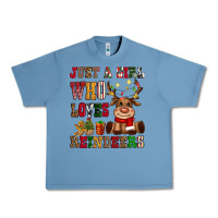 Pebble Blue just a girl who loves reindeers Urban Heavy Tee - CowGirlArtShop