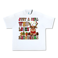 White just a girl who loves reindeers Urban Heavy Tee - CowGirlArtShop