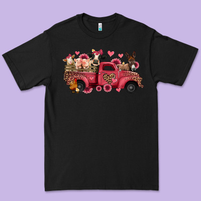 Valentines Day Leopard Farm Animals Truck Premium Tee Designed By Jasminsmagicworld