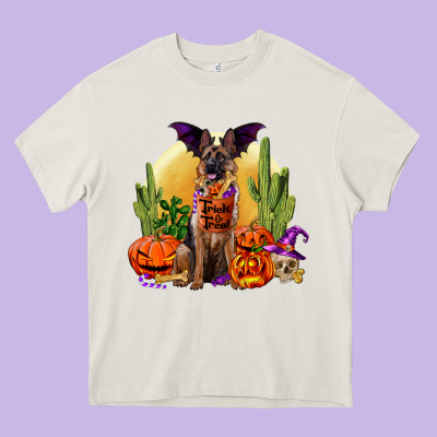Halloween German Shepherd Heavy Core Tee Designed By Ranaportraitstore