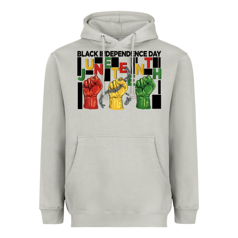 Black Independence Day Juneteenth Heavyweight Hoodie by BarkalooDesign | Teevron