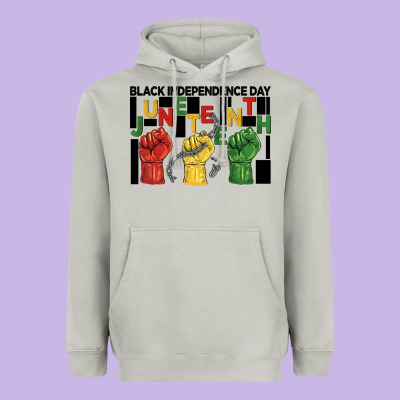 Black Independence Day Juneteenth Heavyweight Hoodie Designed By Barkaloodesign