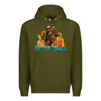 Army Green Western Fall Turkey Tis The Season Premium Hoodie - LillyAllenDesigns