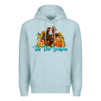 Blue Mist Western Fall Turkey Tis The Season Premium Hoodie - LillyAllenDesigns